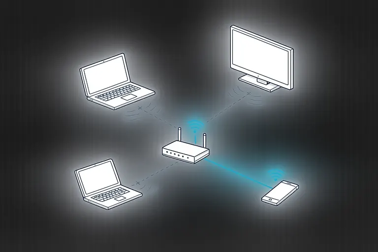 Devices around a router with only one active connection